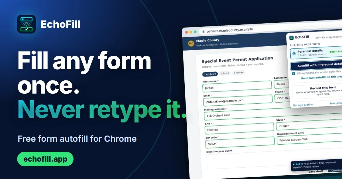 EchoFill filling in a web form